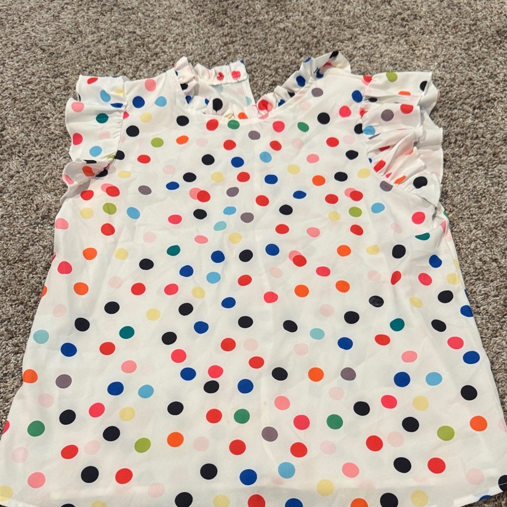 SHEIN Multicolor Polka Dot Ruffle Top